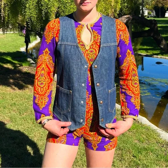 1970s Harley Davidson Denim Snap Front Vest - Picture 7 of 7